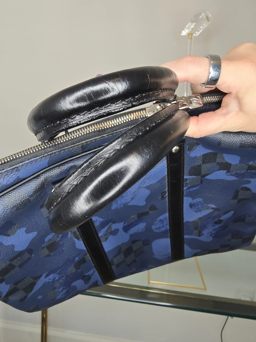 Damier Blue Camouflage Briefcase Or Documents Bag